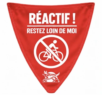 Réactif ! Restez loin de moi. Pictogramme cycliste.